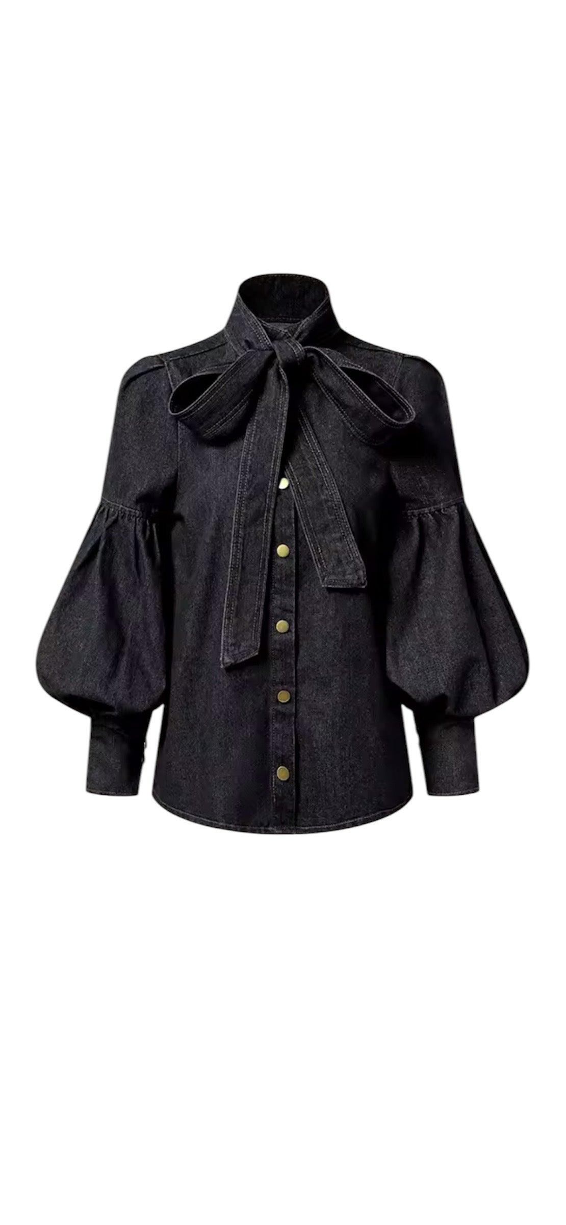 Victorian Denim Bow Blouse