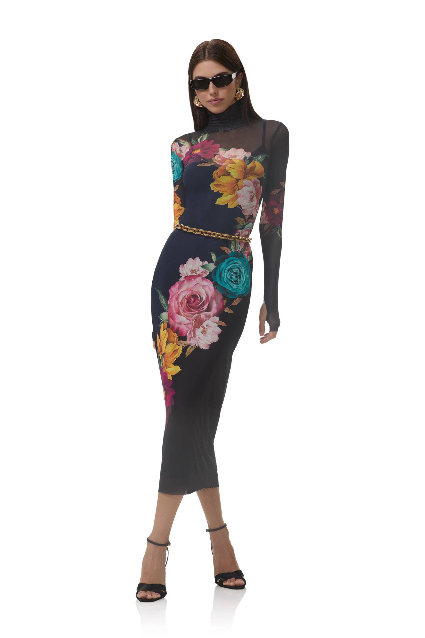 Shailene Dress - Navy Block Floral