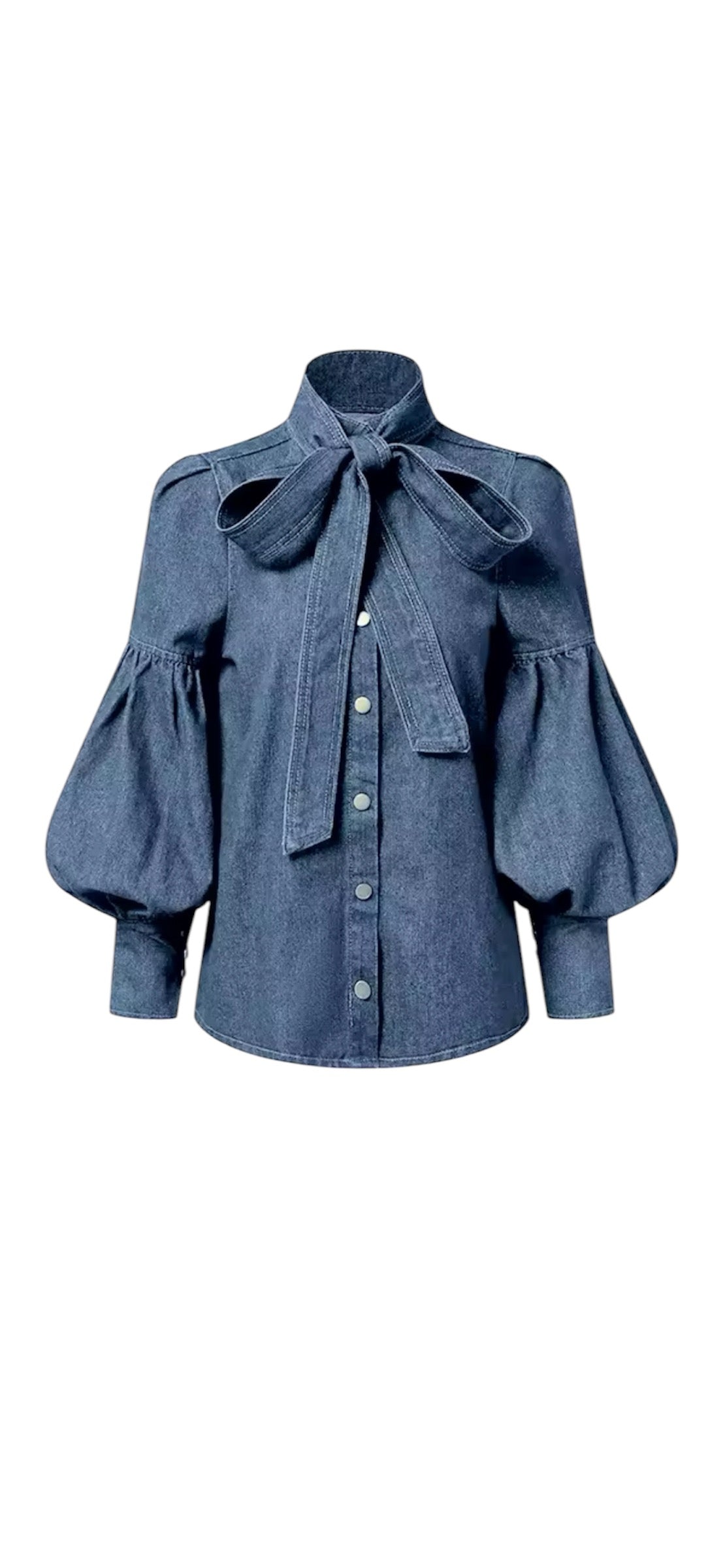Victorian Denim Bow Blouse