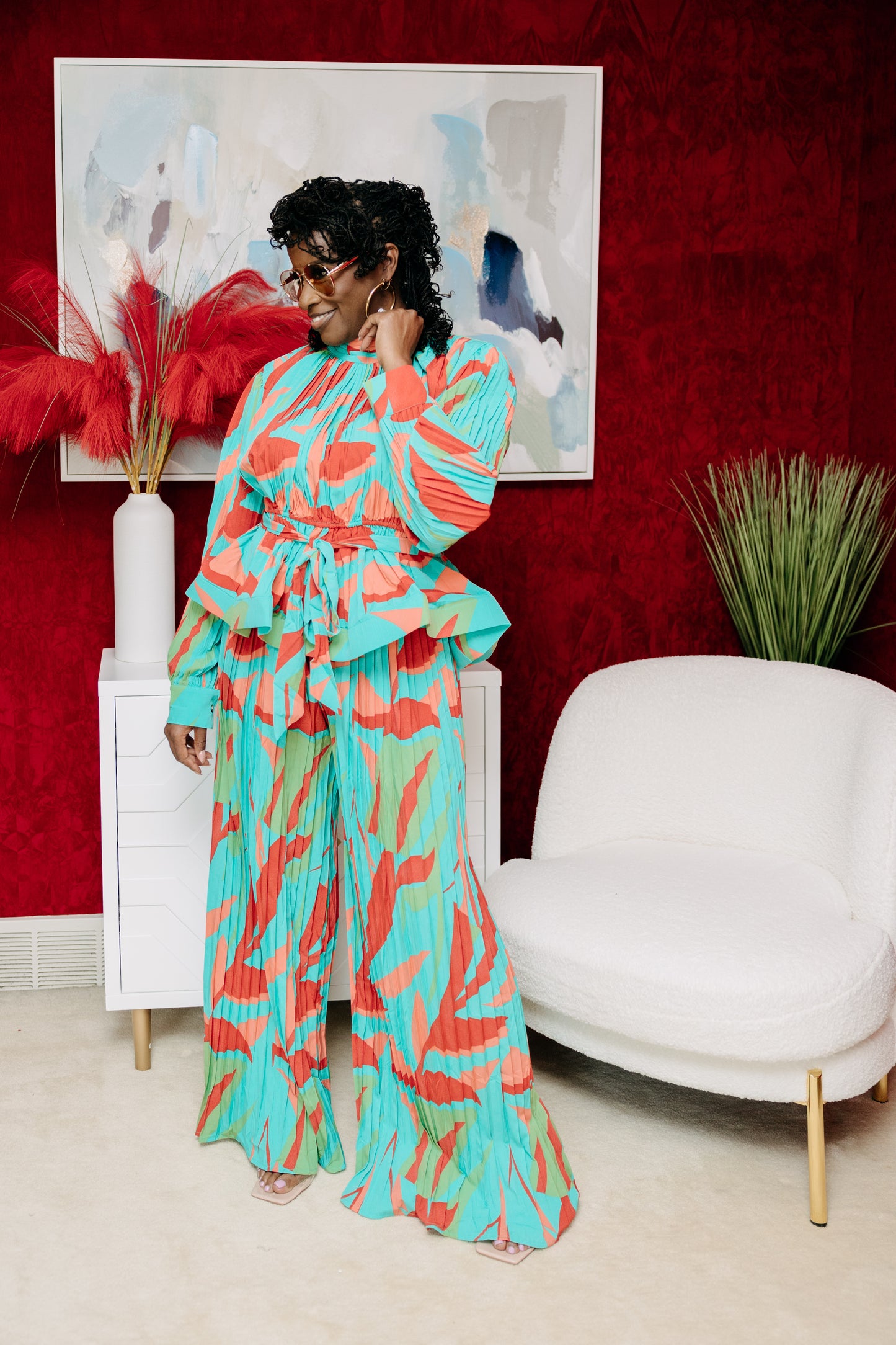 TROPICAL MIRAGE PLEATED MAXI SET