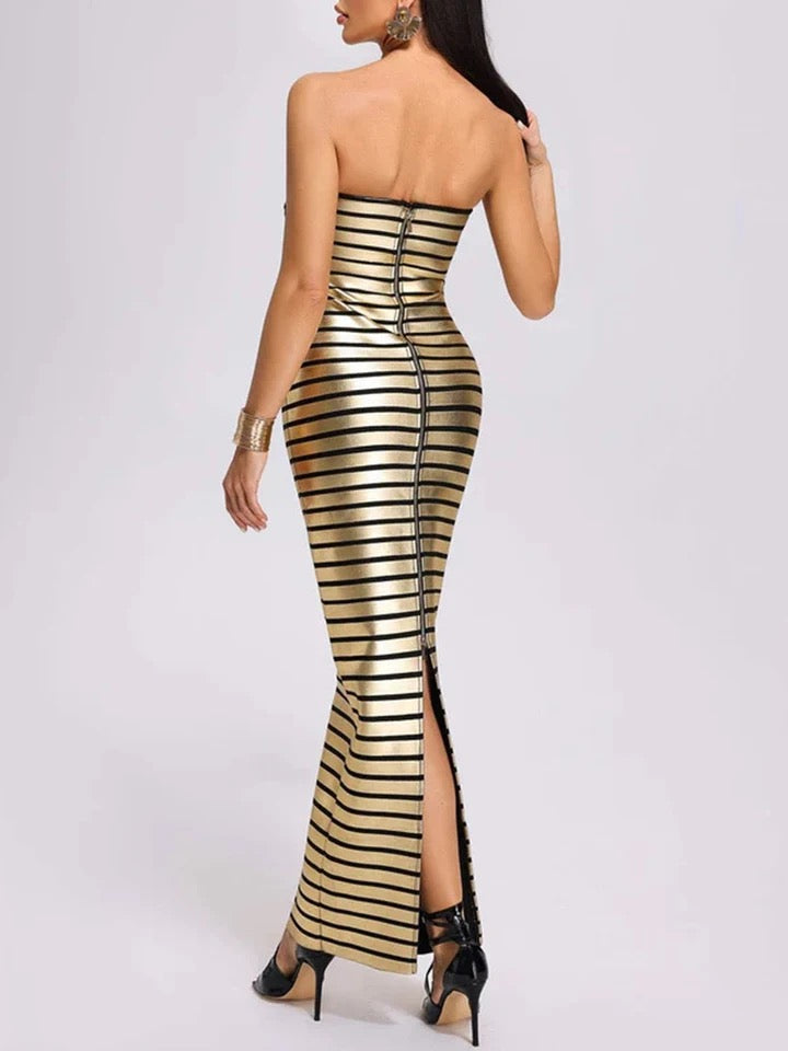 Golden Glamour Stripe Dress