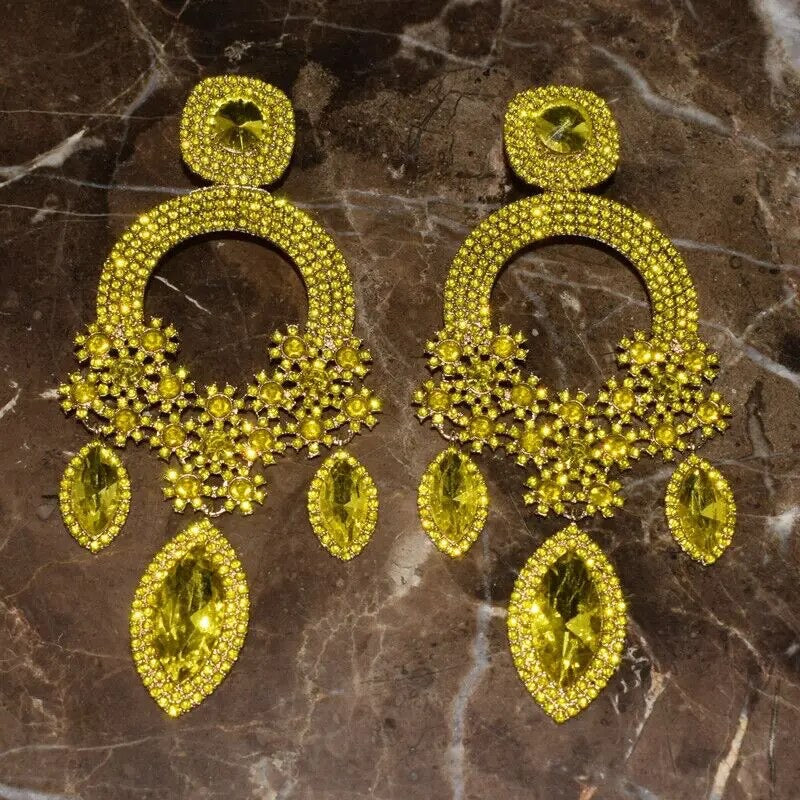 Sunset Glow Bejeweled Hoop Earrings