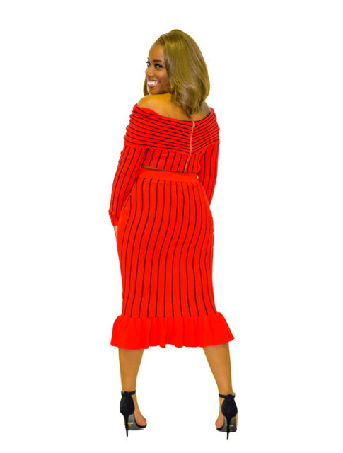 SCARLET SIREN RIBBED TWO-PIECE SET