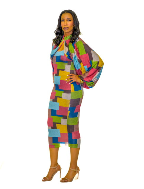 MOSAIC DREAM CAPE DRESS