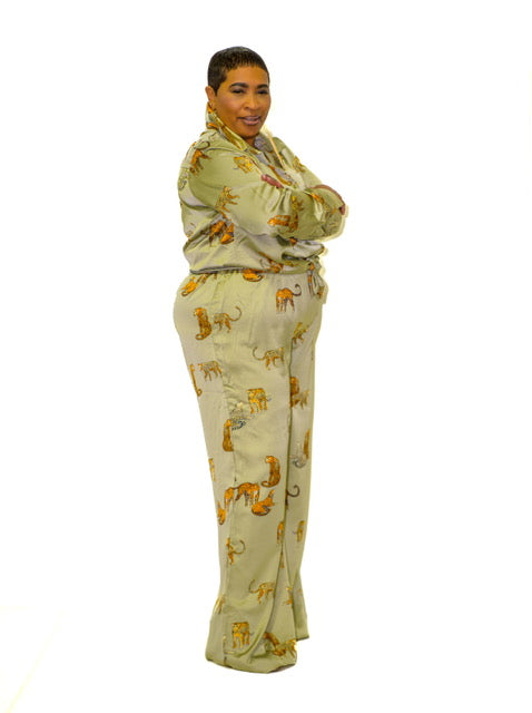 Safari Dreams Plus Size Satin Two-Piece Set