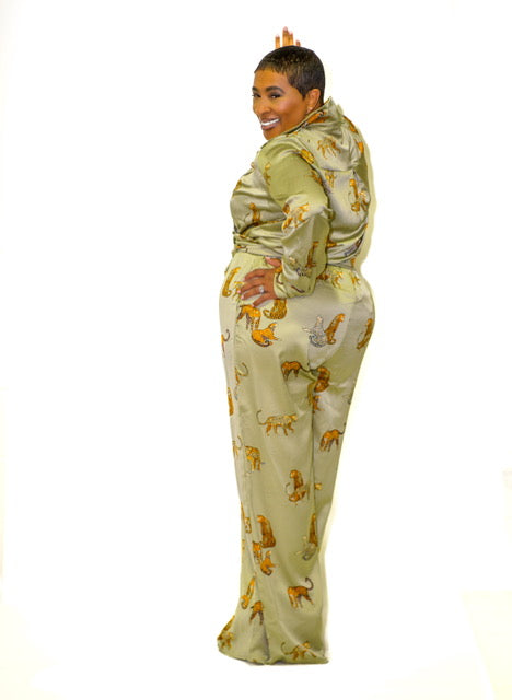 Safari Dreams Plus Size Satin Two-Piece Set