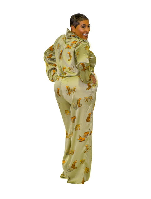 Safari Dreams Plus Size Satin Two-Piece Set