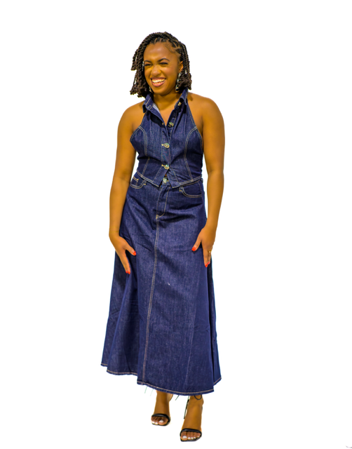 MANHATTAN MIDNIGHT DENIM TWO-PIECE SET