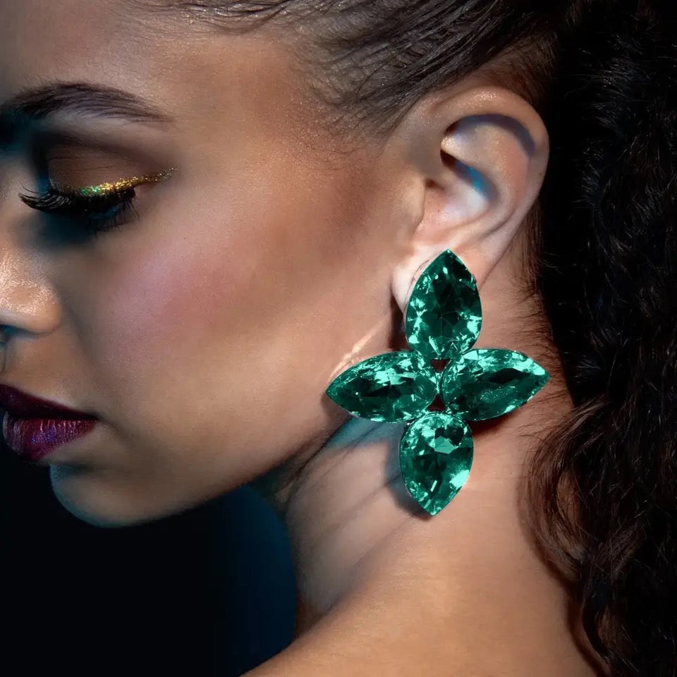 Emerald Blossom Statement Earrings