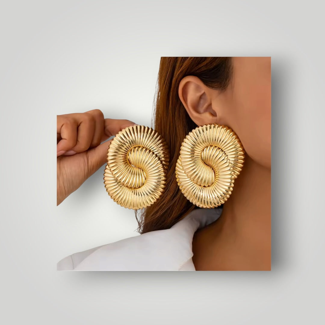 Golden Swirl Disc Earrings