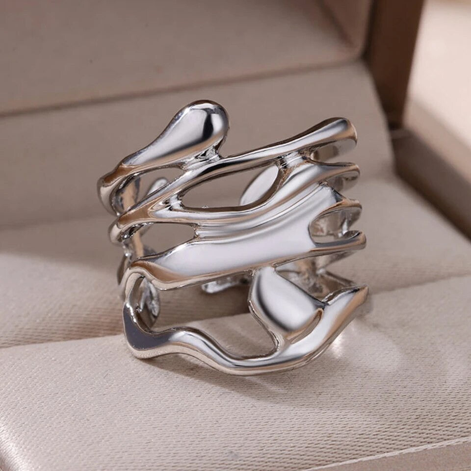 Molten Elegance Abstract Ring