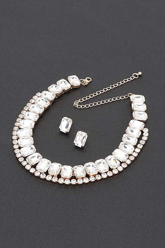 Regent Double Row Crystal Necklace Set