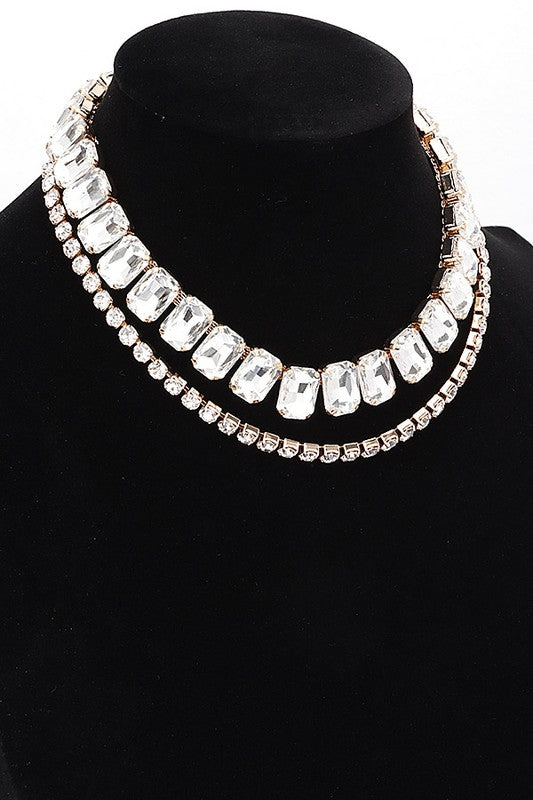 Regent Double Row Crystal Necklace Set