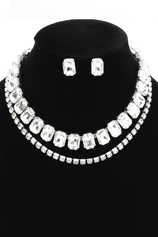 Regent Double Row Crystal Necklace Set