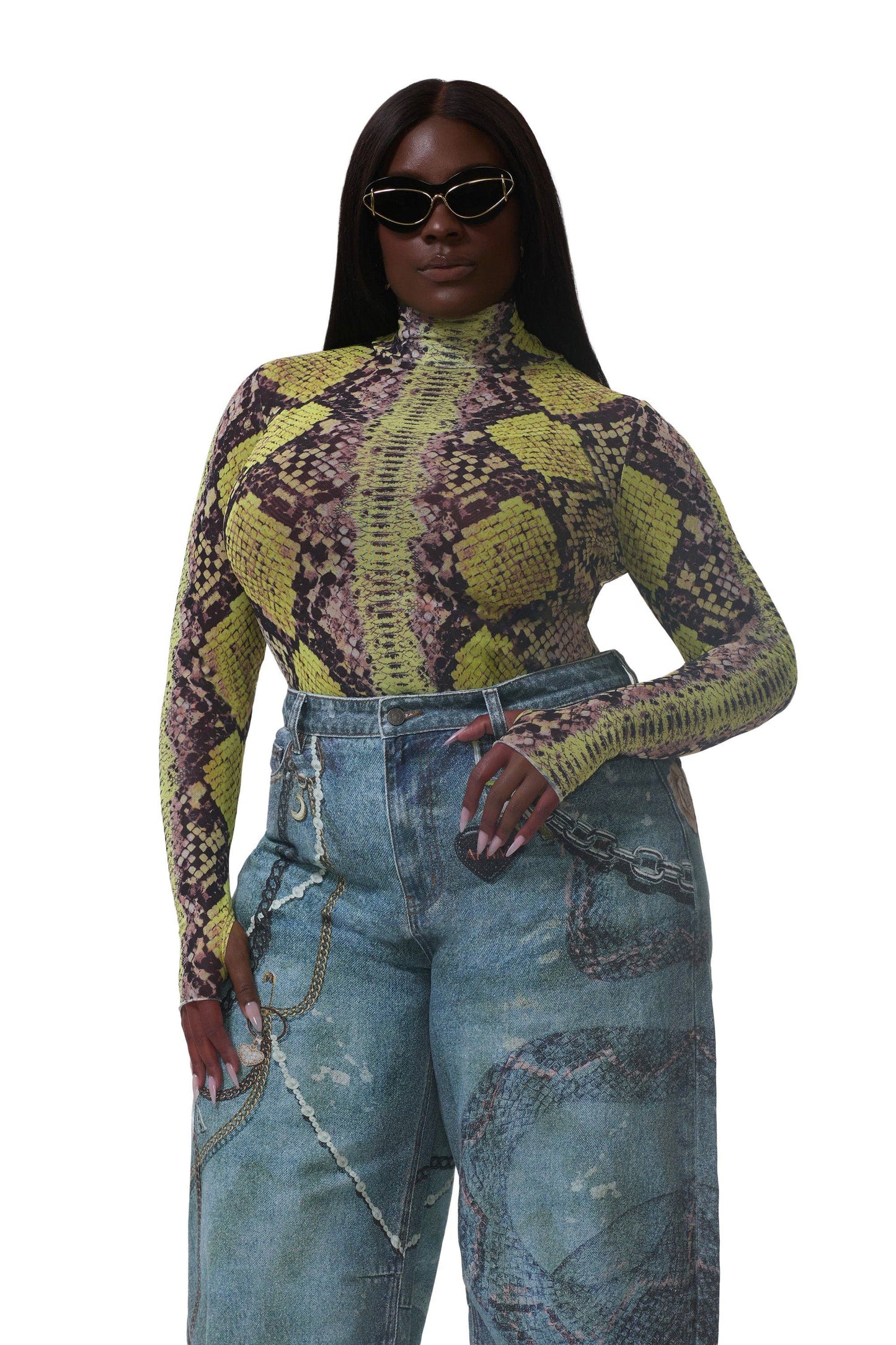 Zadie Top - Lime Snake