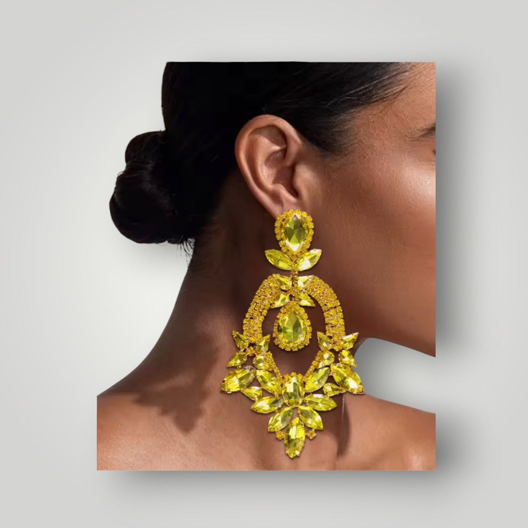Solar Flare Crystal Earrings — Gold