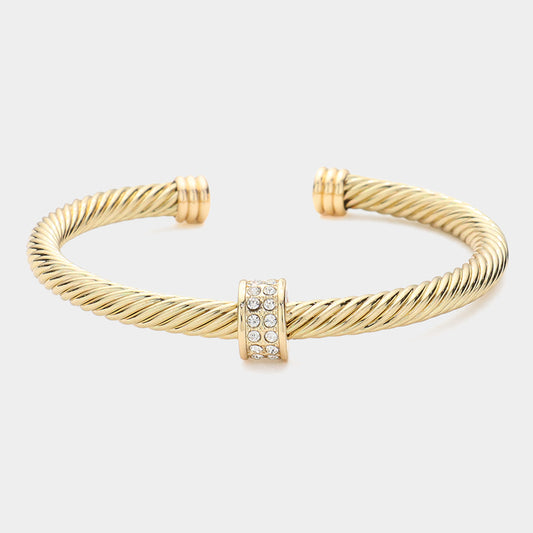 Elegant Twisted Cable Cuff Bracelet