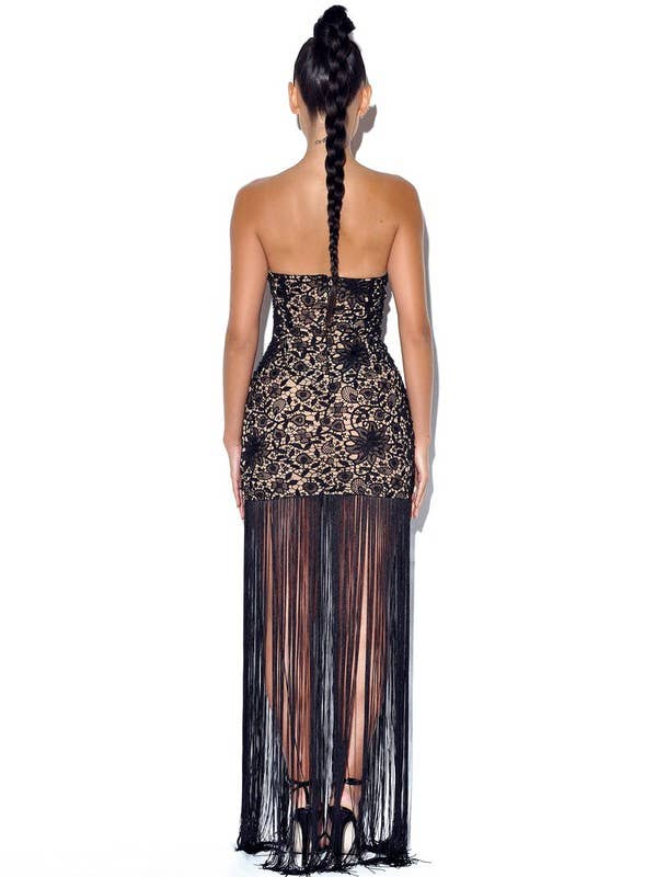 Midnight Mystique Black Lace Fringe Dress Rouge Couture Co. Midnight Mystique Black Lace Fringe Dress Rouge Couture Co.