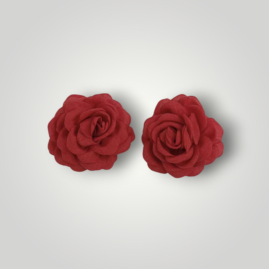 Crimson Rose Bloom Earrings
