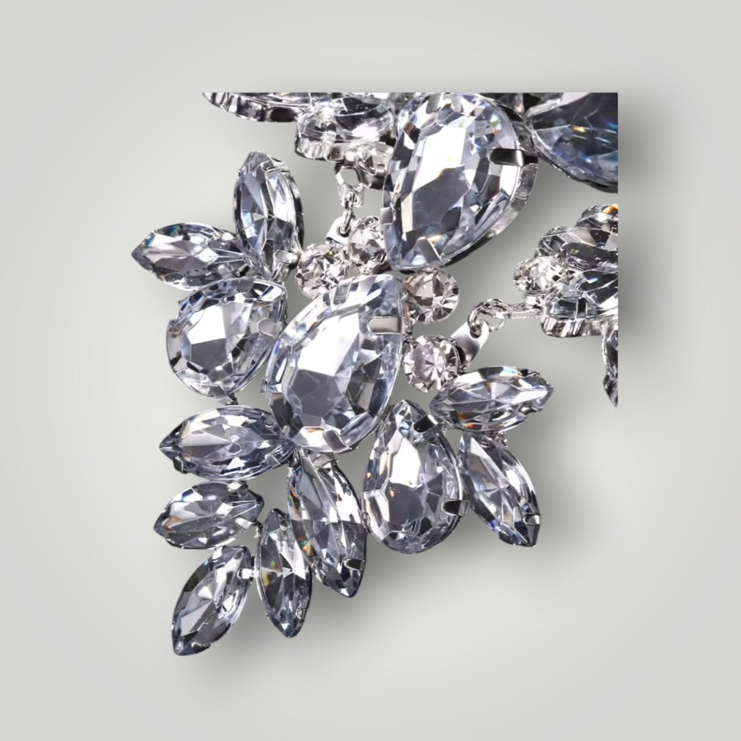 Crystal Cascade Earrings — Silver
