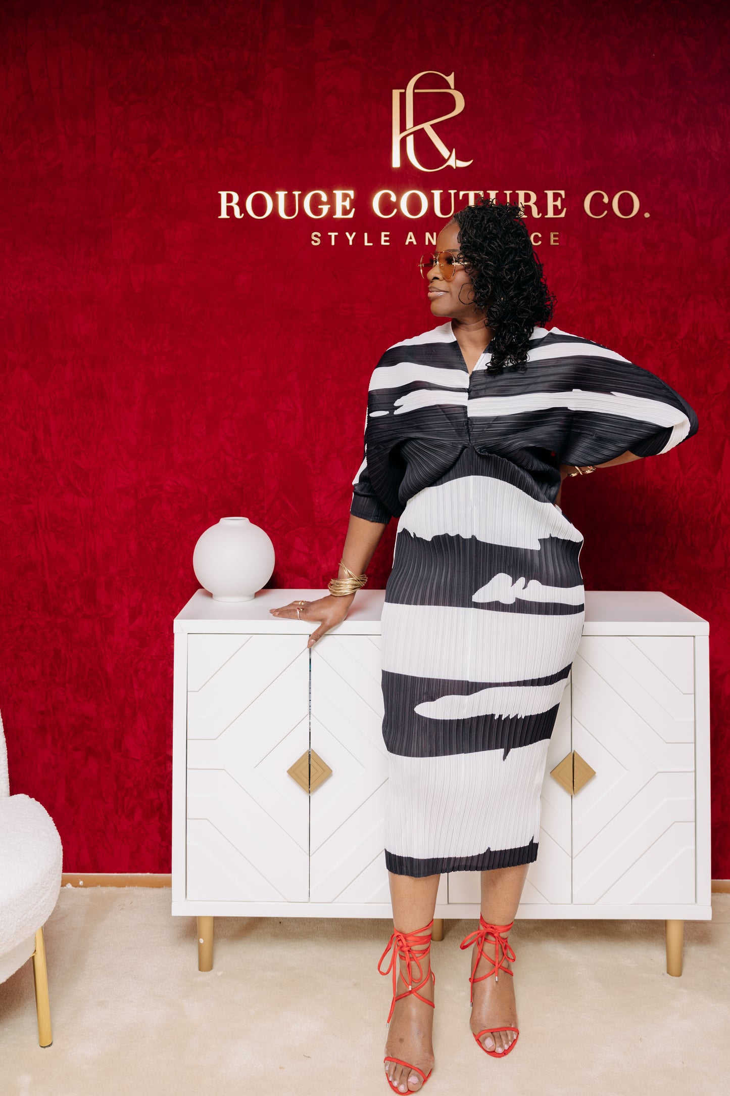 Mosaic Muse Pleated Midi Dress