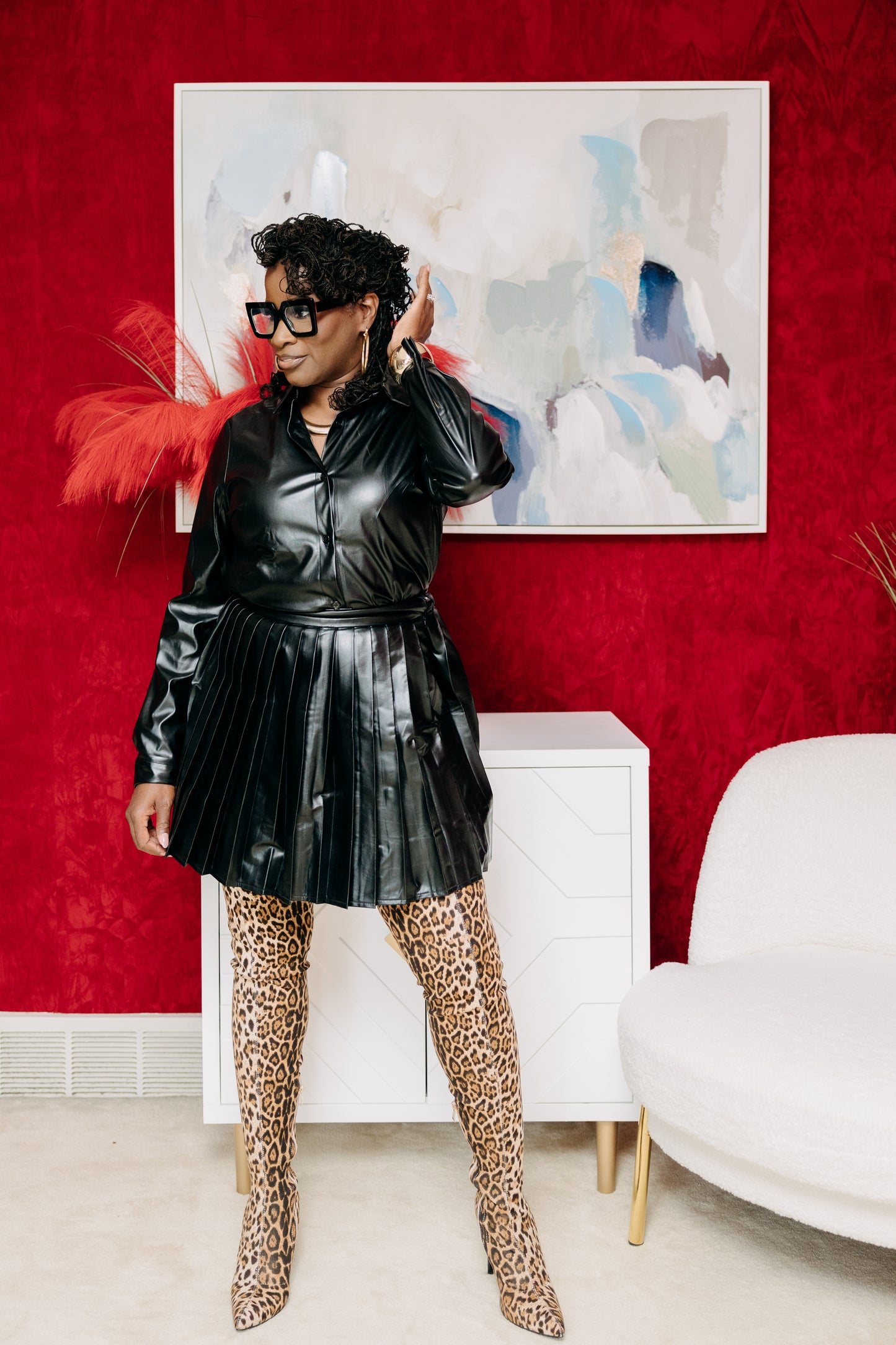 NOIR DOMINANCE PLEATED SKirt SET