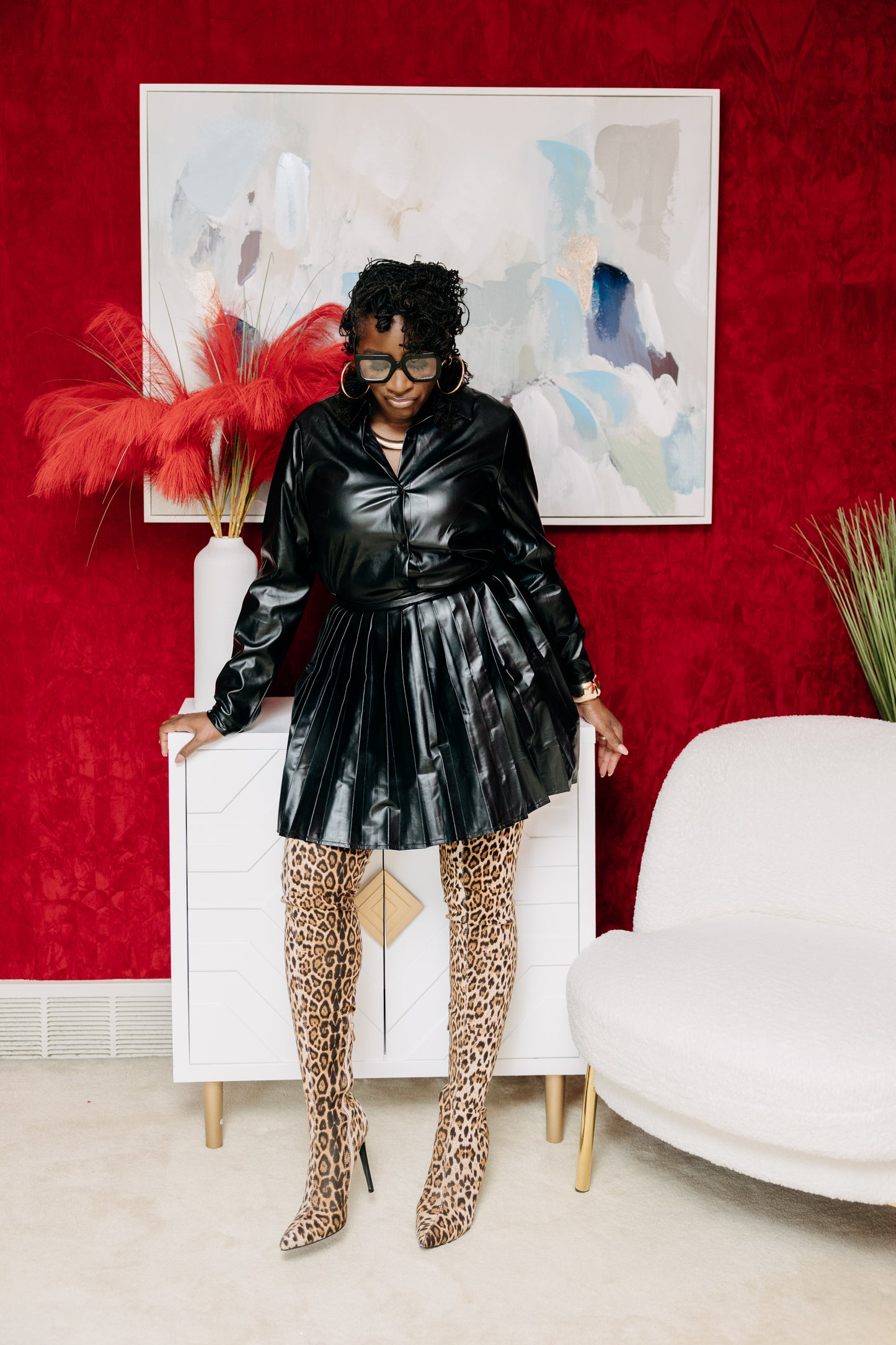 NOIR DOMINANCE PLEATED SKirt SET