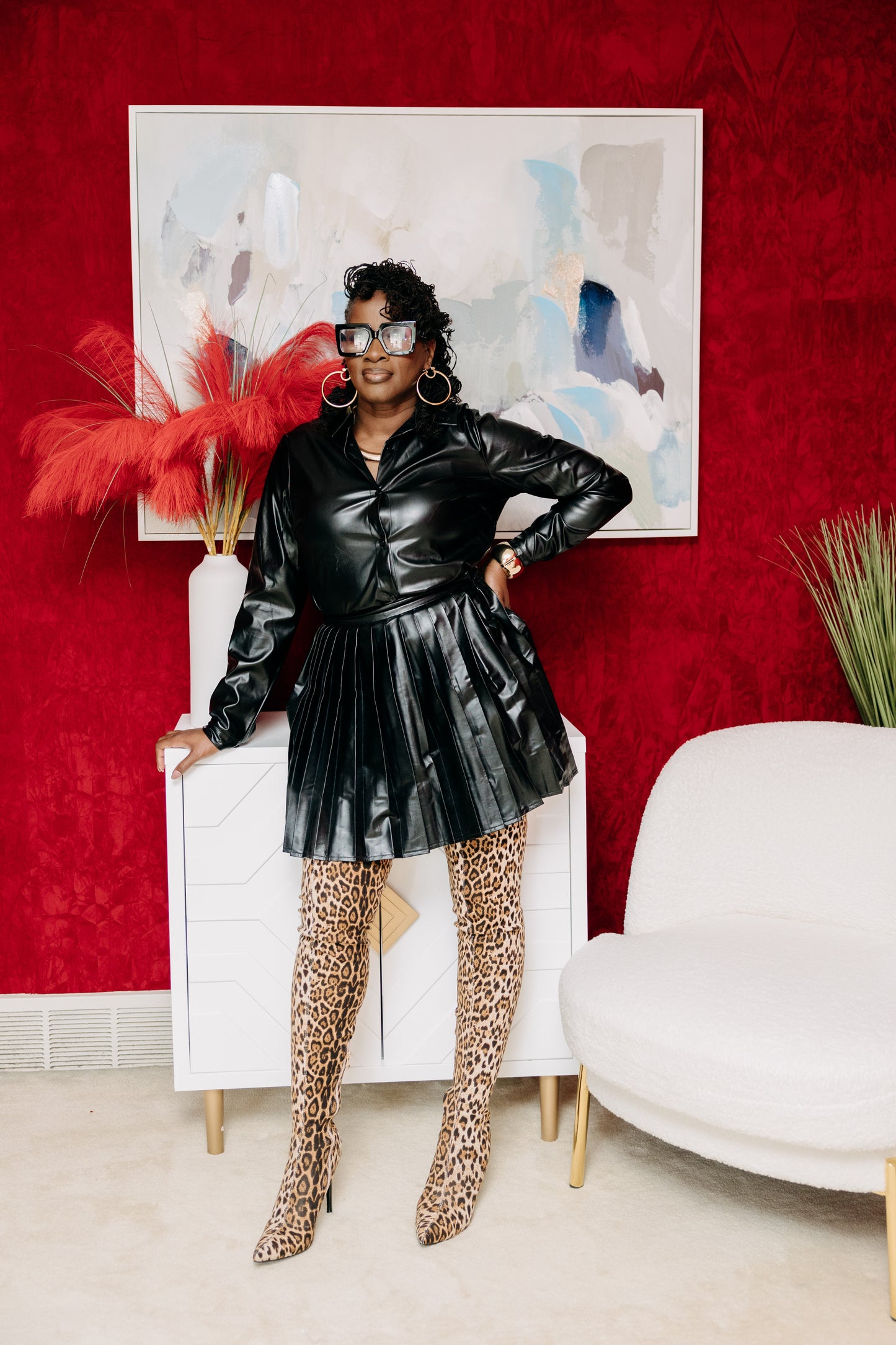 NOIR DOMINANCE PLEATED SKirt SET