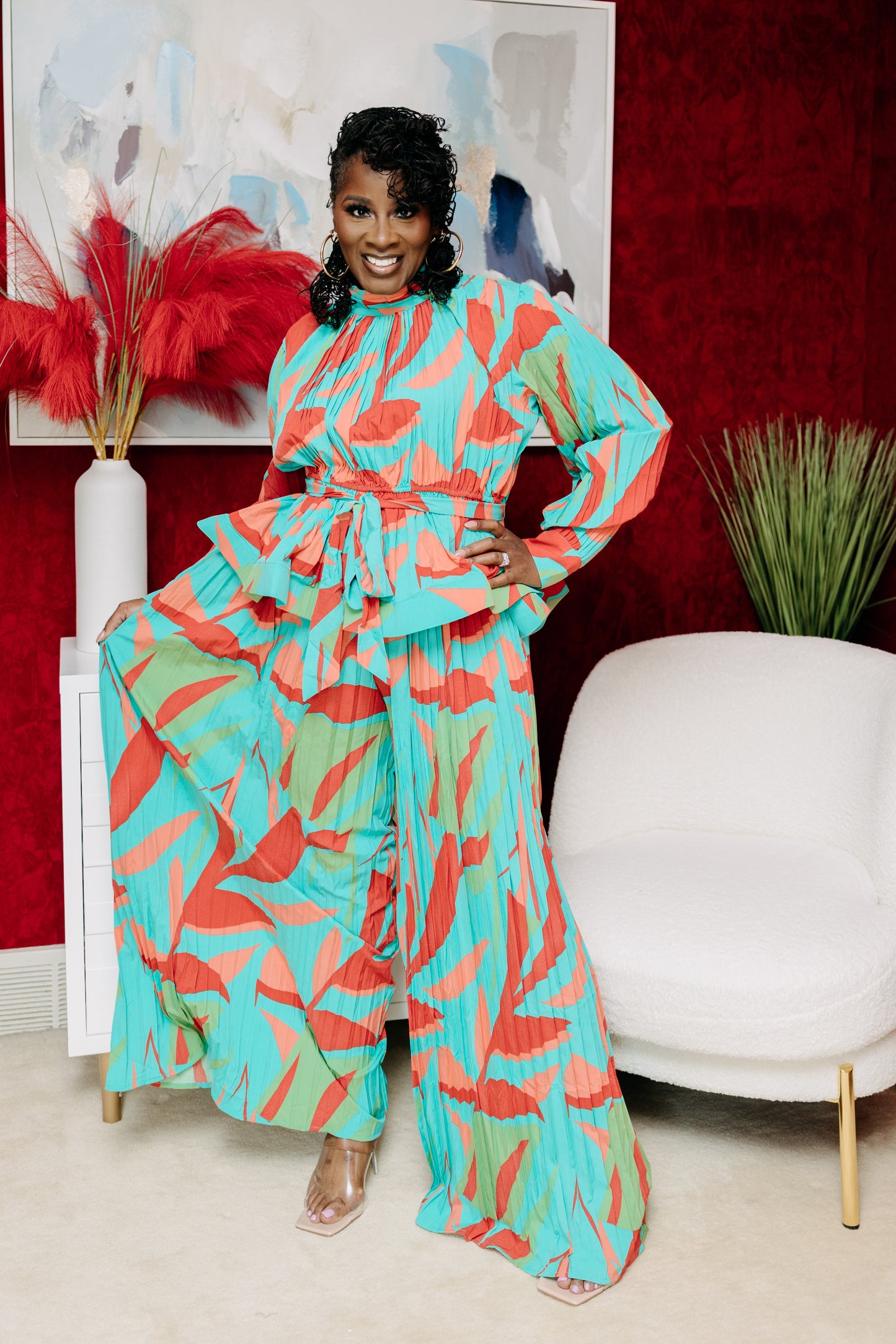 TROPICAL MIRAGE PLEATED MAXI SET