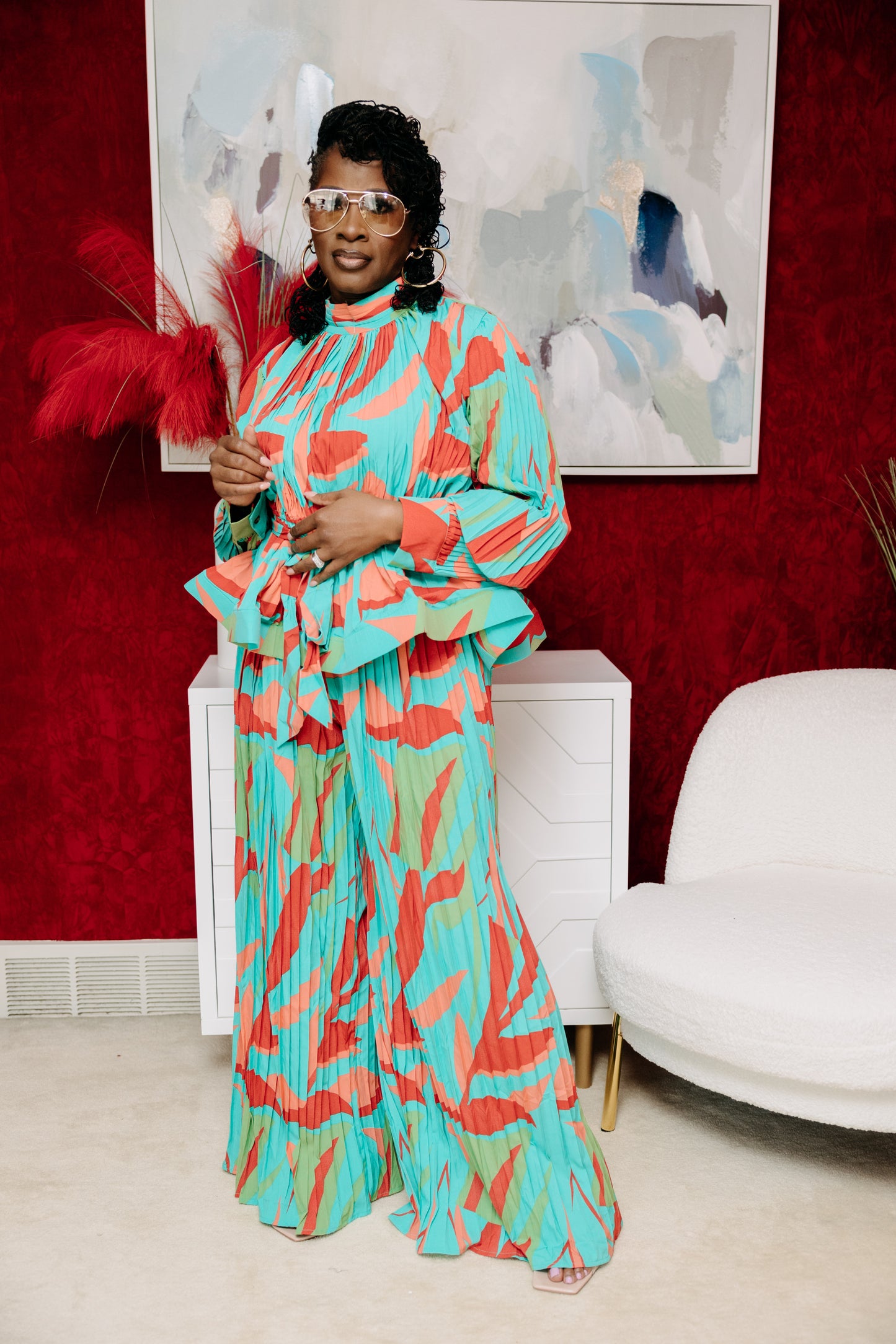 TROPICAL MIRAGE PLEATED MAXI SET