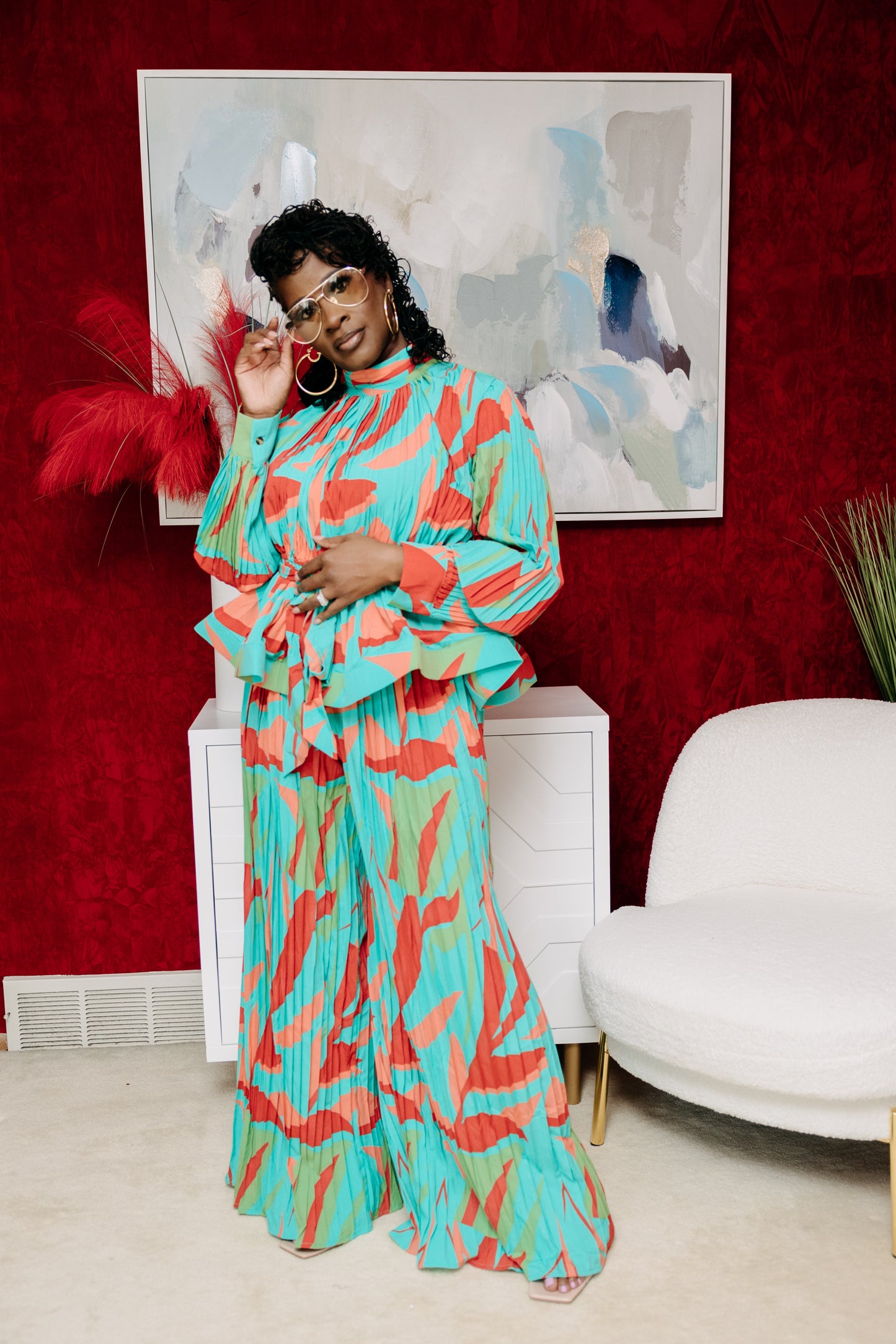 TROPICAL MIRAGE PLEATED MAXI SET