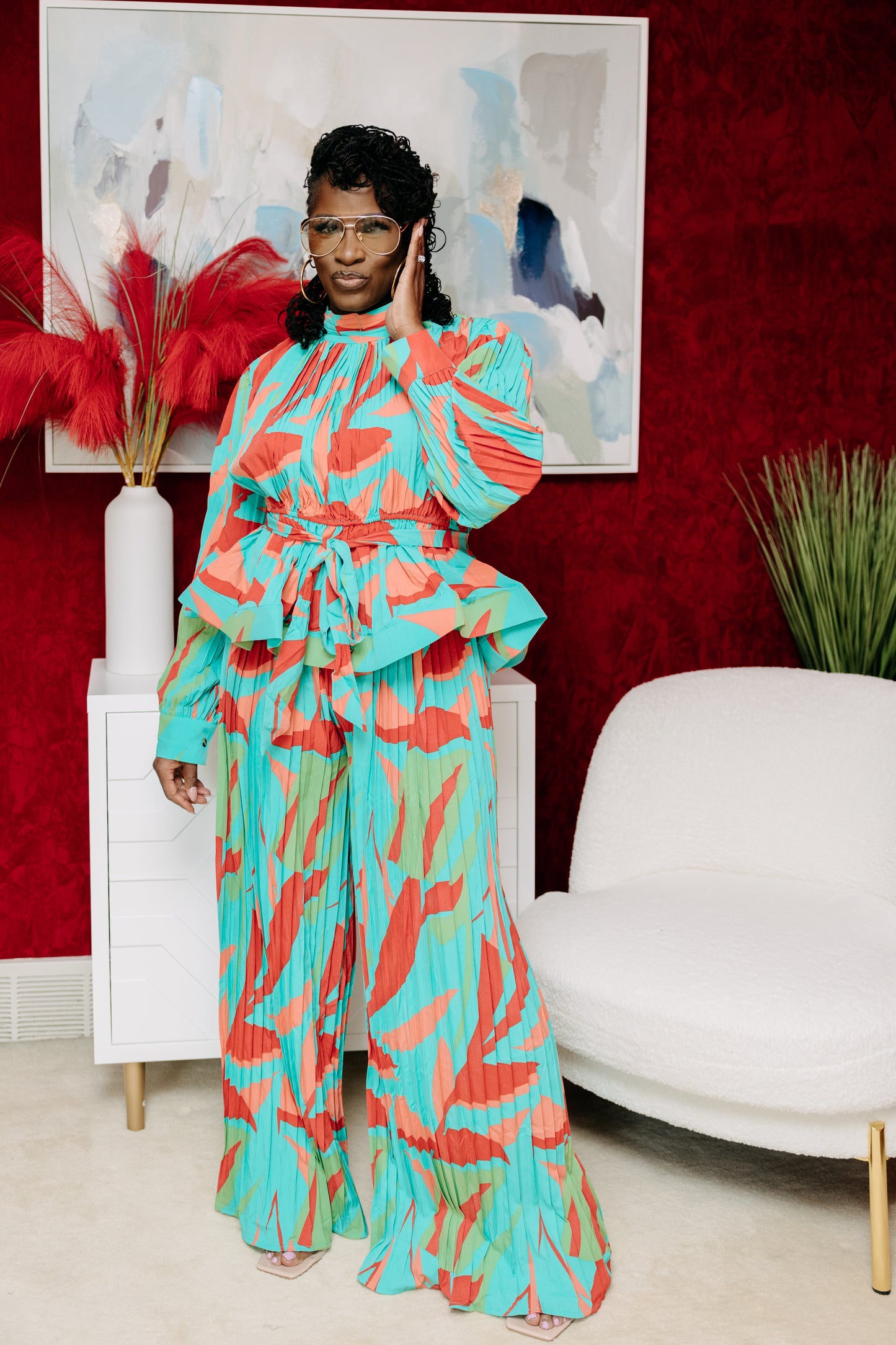 TROPICAL MIRAGE PLEATED MAXI SET