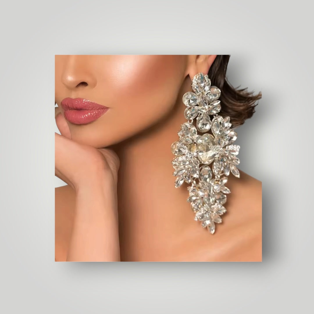 Crystal Cascade Earrings — Silver