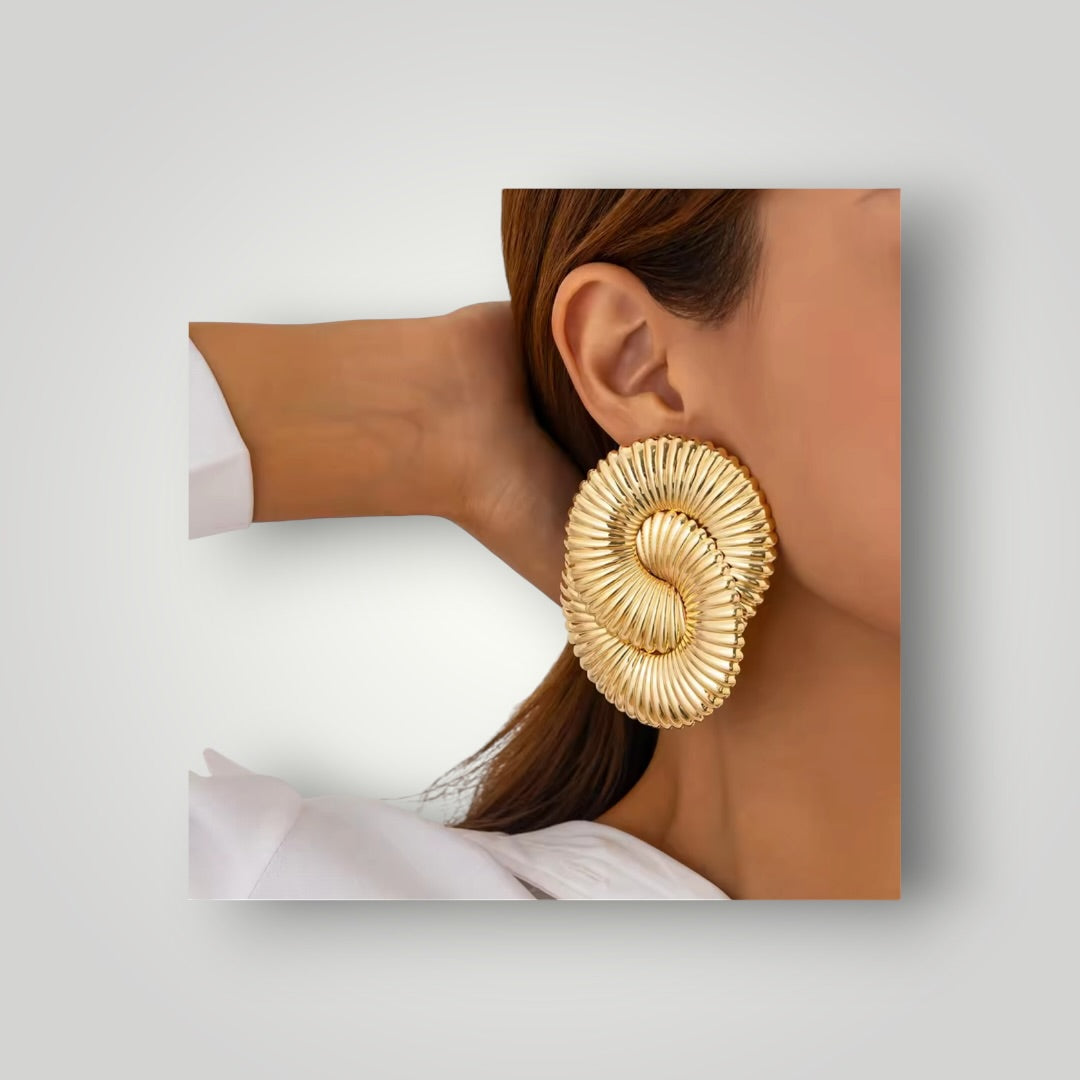 Golden Swirl Disc Earrings