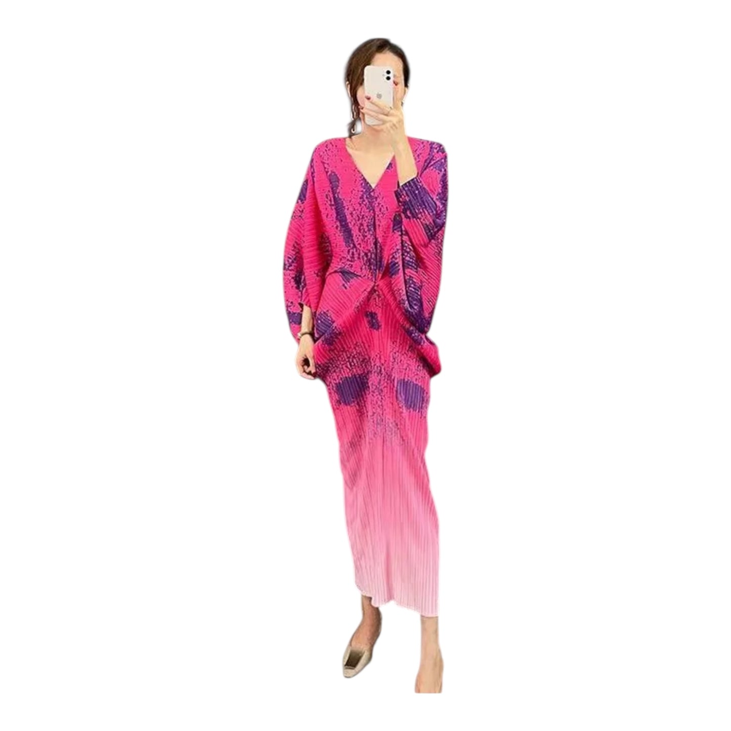 Mosaic Muse Pleated Midi Dress