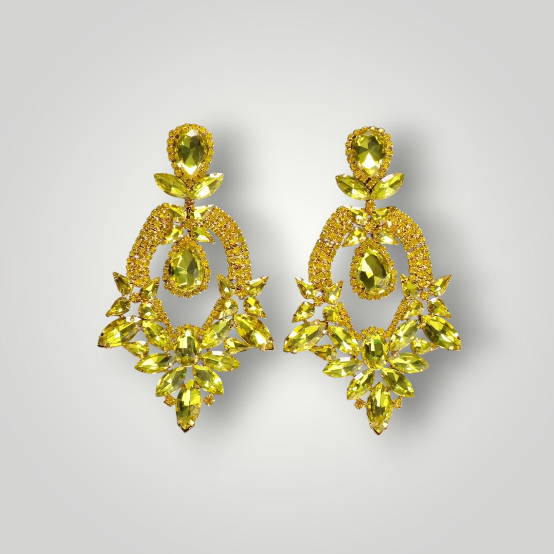 Solar Flare Crystal Earrings — Gold