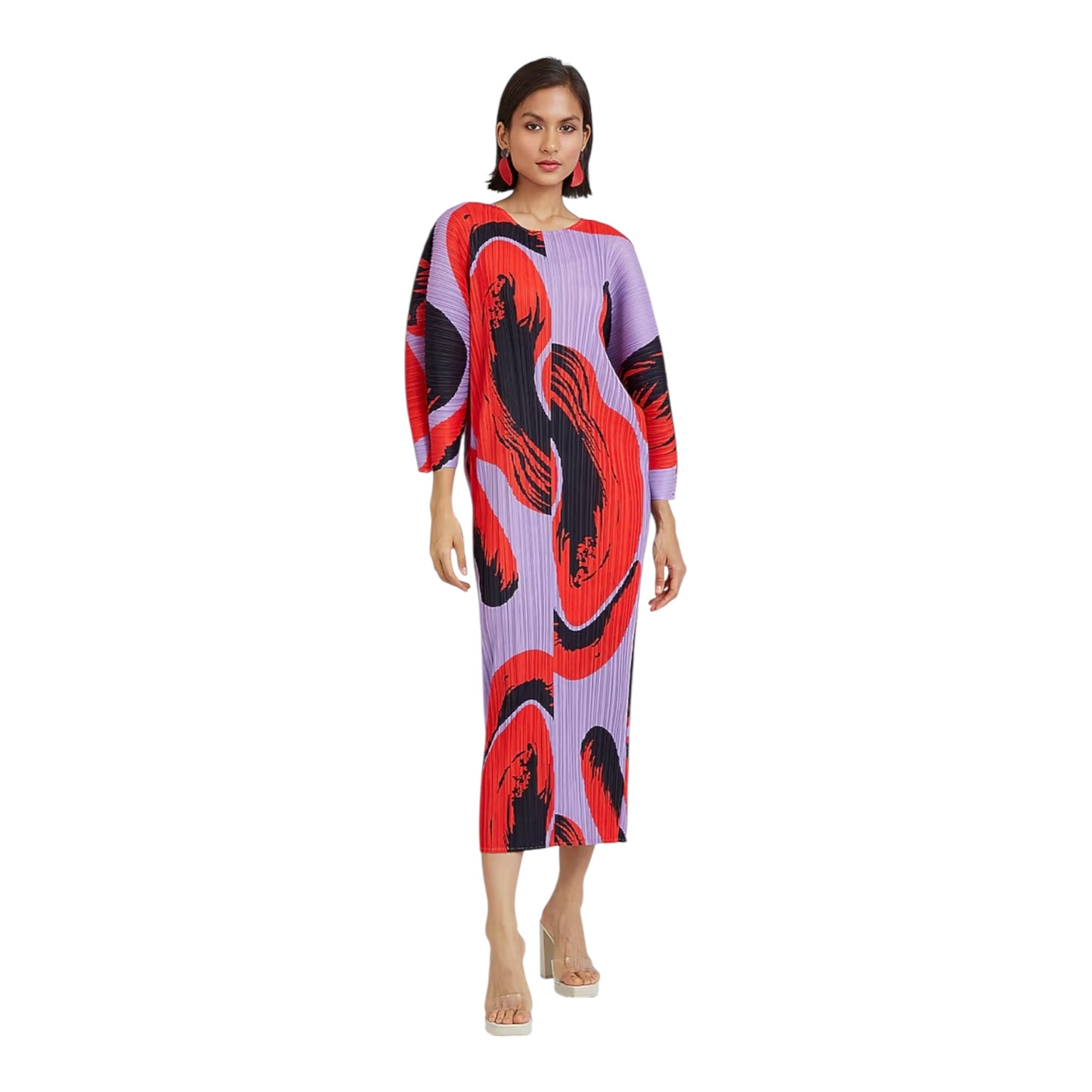 Mosaic Muse Pleated Midi Dress