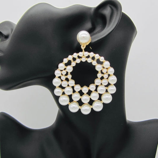 Classic Pearl Elegance Hoop Earrings