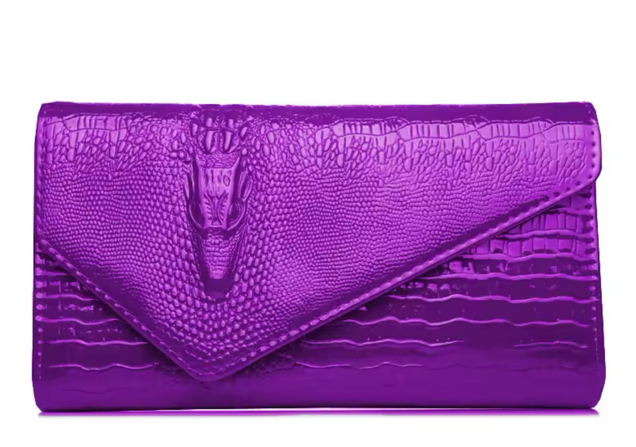 Envy Croc-Embossed Clutch