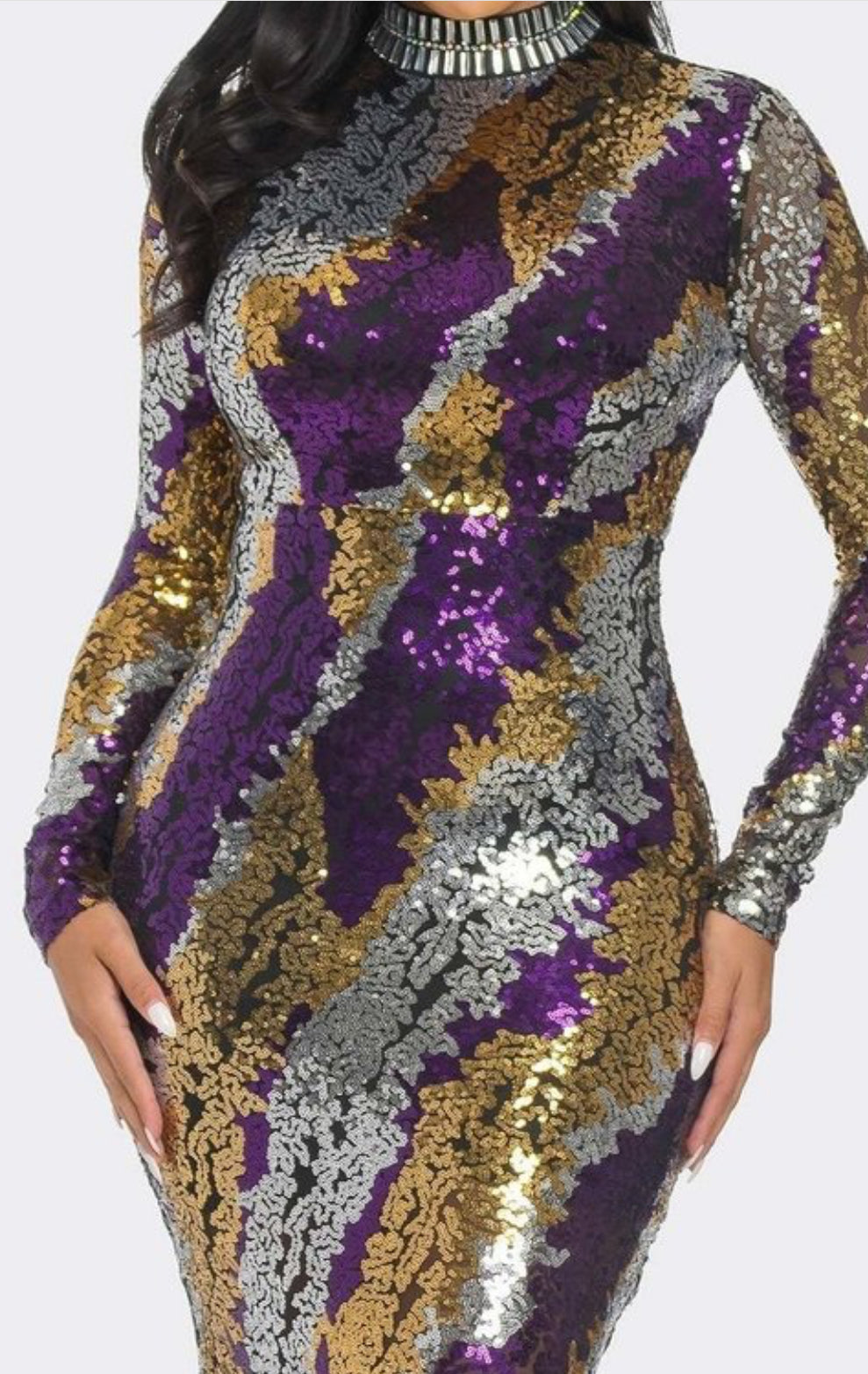 Glamorous Sequin Camouflage Evening Gown