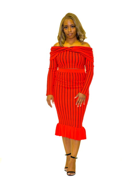 SCARLET SIREN RIBBED TWO-PIECE SET