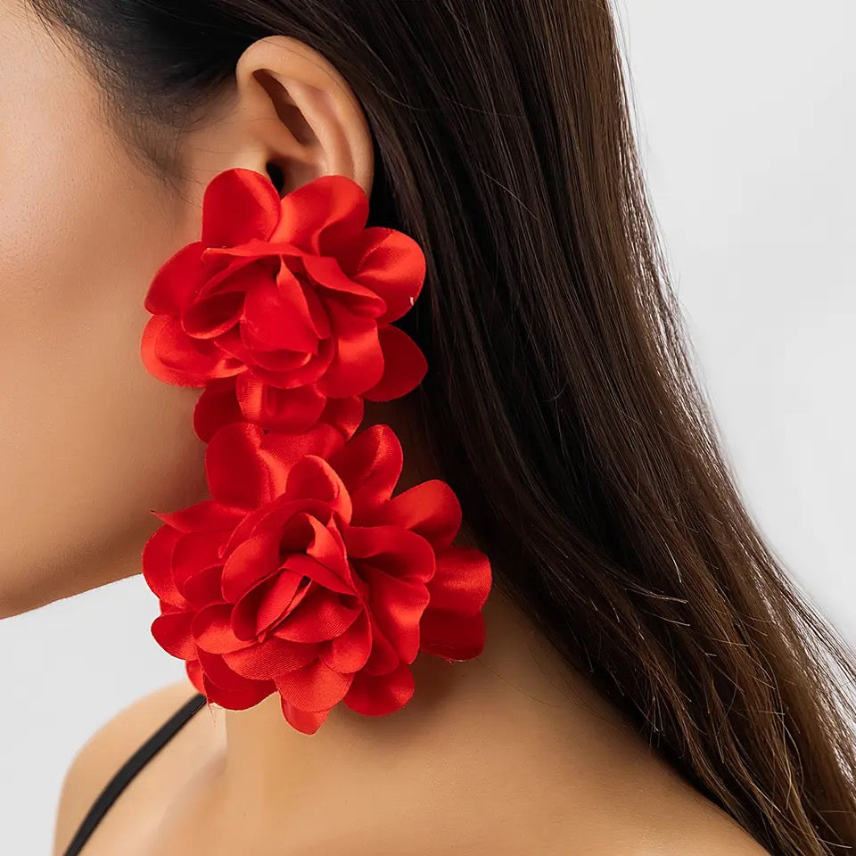 Monochrome Petal Cluster Earrings