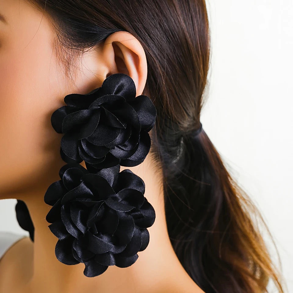 Monochrome Petal Cluster Earrings