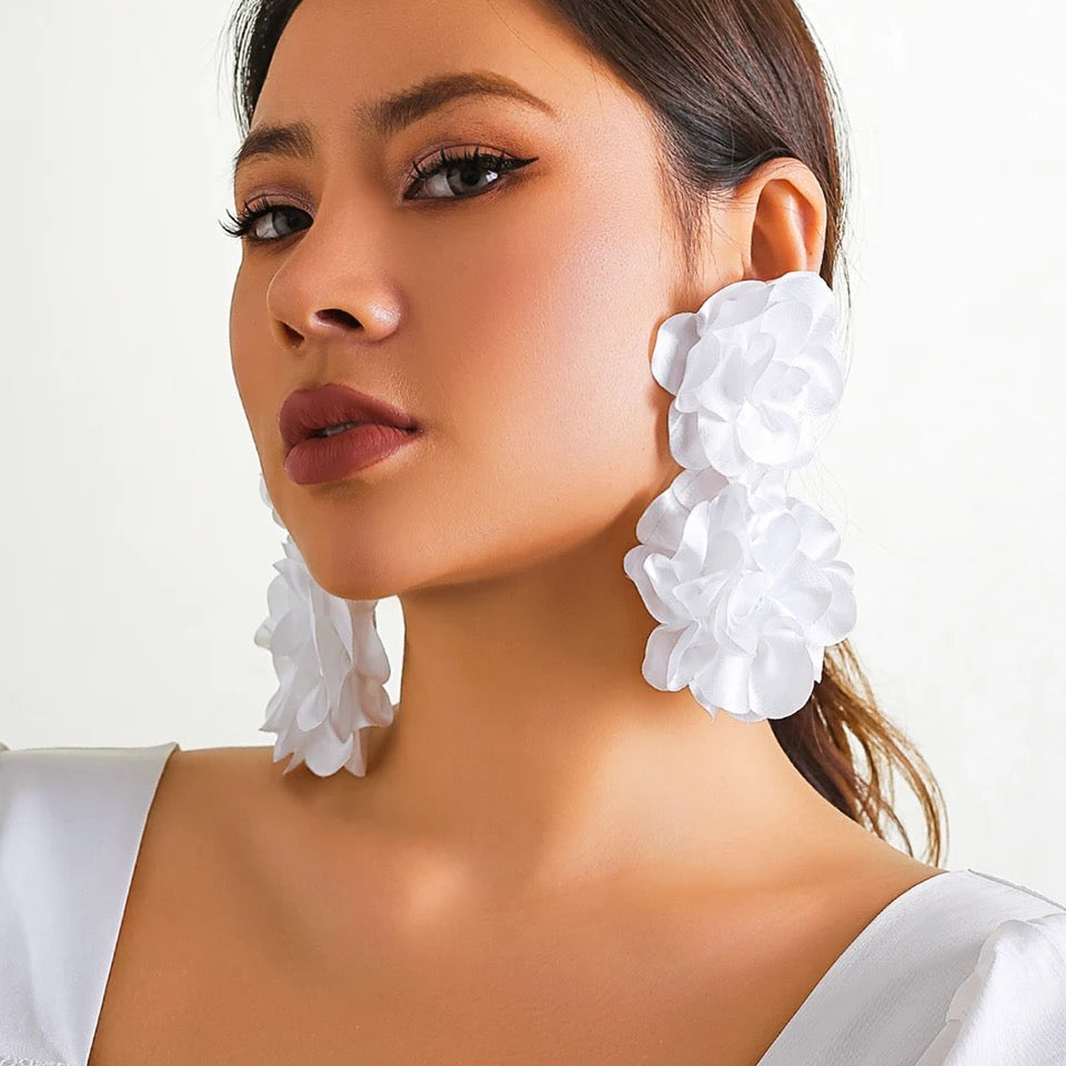 Monochrome Petal Cluster Earrings