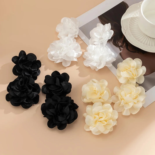 Monochrome Petal Cluster Earrings