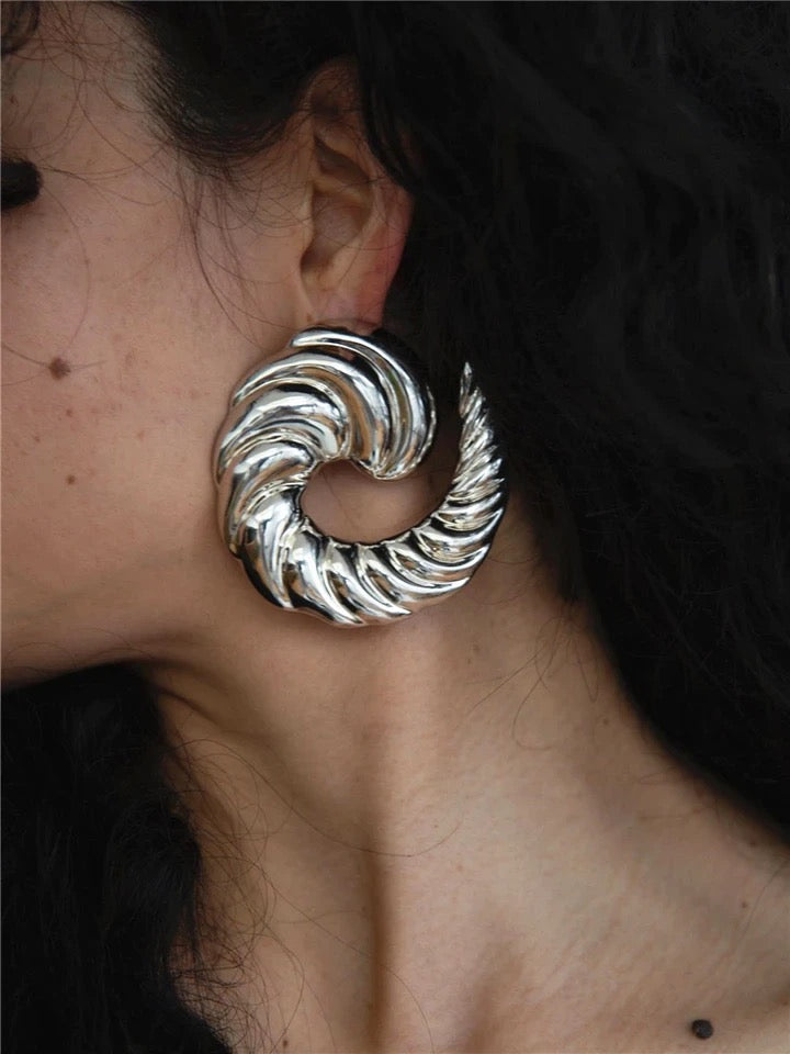 Sculptural Spiral Hoop Earrings