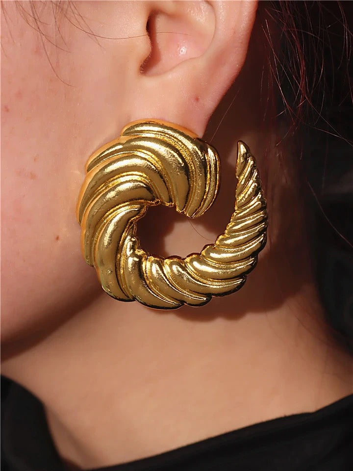 Sculptural Spiral Hoop Earrings