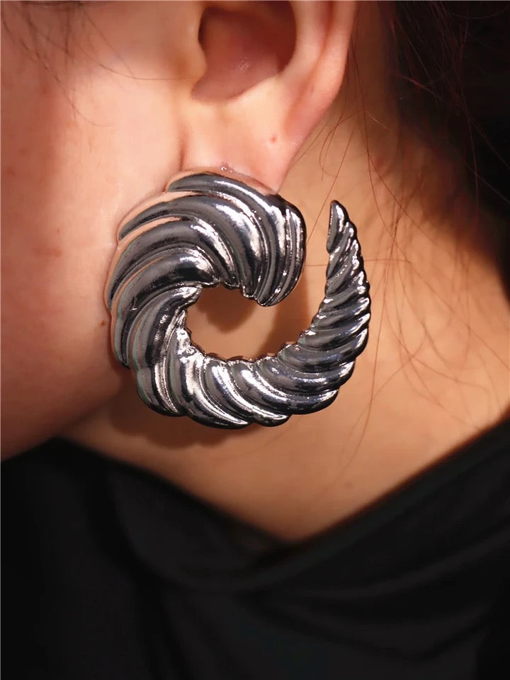 Sculptural Spiral Hoop Earrings