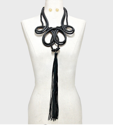 Davina Long Leather Rope Necklace